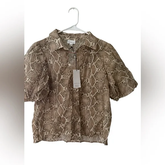 Bailey 44 Brown/Tan Snakeskin Short Sleeve Button Shirt - Picture 2 of 3